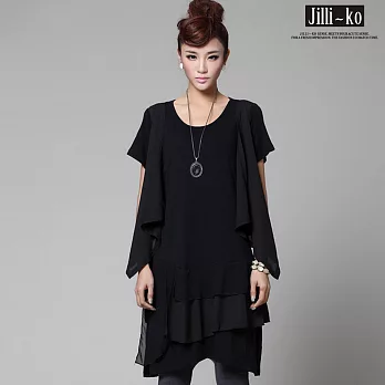 【JILLI-KO 歐美設計】設計師時尚質感連身裙-FREEFREE黑