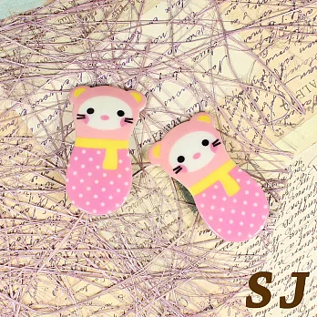 【SJ】俏皮女孩-卡哇伊貓咪不倒翁壓夾-俏皮粉