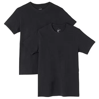 [MUJI 無印良品]男有機棉圓領短袖衫/2入XS黑色