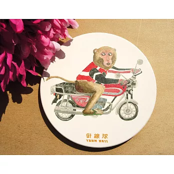 針線球陶瓷吸水杯墊_台灣獼猴