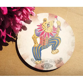 針線球陶瓷吸水杯墊_馬戲團花豹