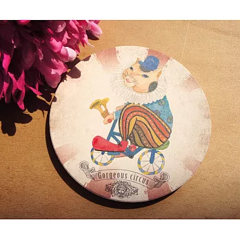 針線球陶瓷吸水杯墊_馬戲團貓貓