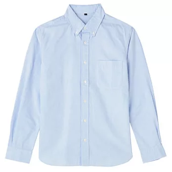 [MUJI 無印良品]男有機棉牛津布水洗扣領襯L淡藍