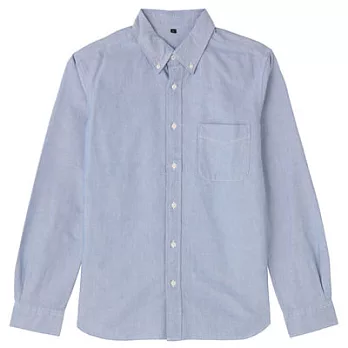 [MUJI 無印良品]男有機棉牛津布水洗扣領襯XS藍色