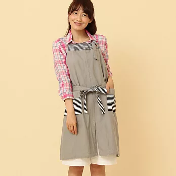 【Afternoon Tea】AT原創條紋連身圍裙（灰色）