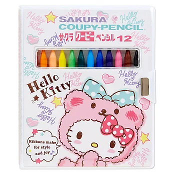 《Sanrio》HELLO KITTY 12色蠟鉛筆組(蓬蓬小熊)