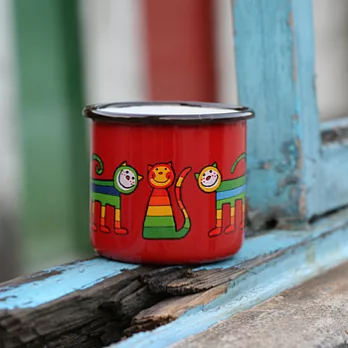 Smaltum布拉格 琺瑯杯 害羞喵咪_茄紅(250ml)