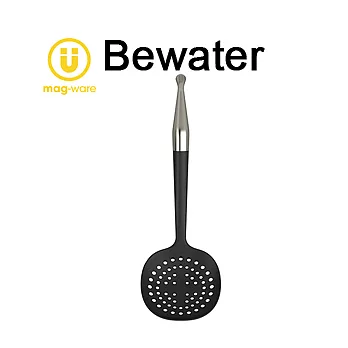 【Bewater】不銹鋼式把手漏勺(附可吊掛貼吸盤)黑色 廚房便利小幫手!!黑色