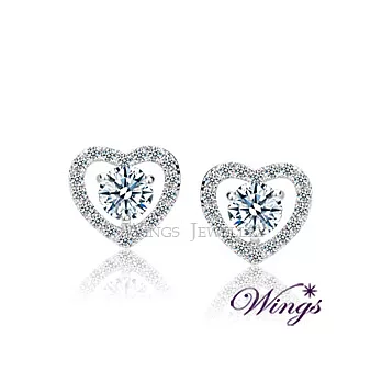 Wings 臻愛 璀璨八心八箭進口方晶鋯石美鑽 精鍍白K金耳環