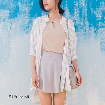 【StarMIMI】直條紋薄透涼感襯衫外套＊FREE白