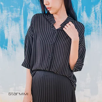 【StarMIMI】直條紋薄透涼感襯衫外套＊FREE黑