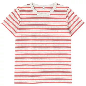 [MUJI 無印良品]兒童有機棉每日兒童服橫紋短袖T恤120紅橫紋