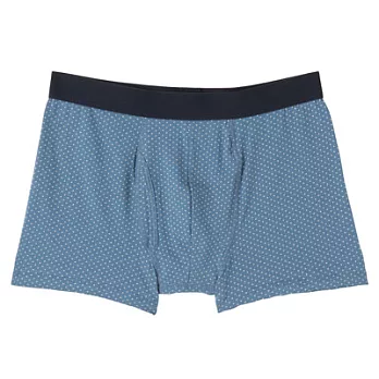 [MUJI 無印良品]男棉混彈性前開拳擊內褲L煙燻藍紋樣