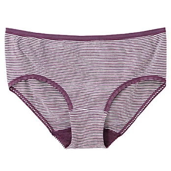 [MUJI 無印良品]女有機棉針織無側縫低腰內褲M煙燻紫橫紋