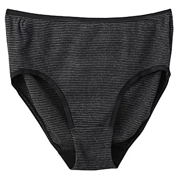 [MUJI 無印良品]女有機棉針織無側縫高腰內褲M黑橫紋