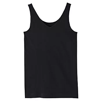 [MUJI 無印良品]女有機棉混彈性無側縫坦克背心M黑色