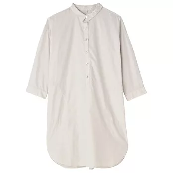 [MUJI 無印良品]女有機棉高密織七分袖長版衫M淺灰