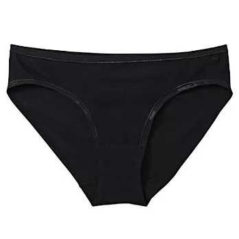 [MUJI 無印良品]女有機棉混彈性無側縫低腰短版內褲L黑色