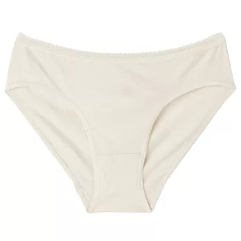 [MUJI 無印良品]女有機棉混彈性無側縫附蕾絲中腰內褲M象牙白