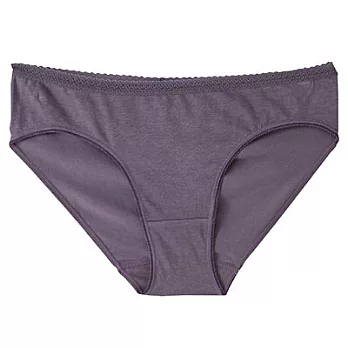 [MUJI 無印良品]女有機棉混彈性無側縫附蕾絲中腰內褲S煙燻紫