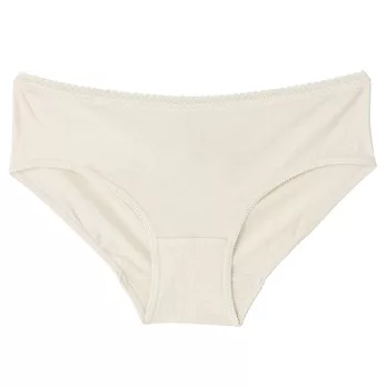[MUJI 無印良品]女有機棉混彈性無側縫附蕾絲低腰內褲S象牙白