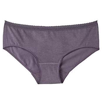 [MUJI 無印良品]女有機棉混彈性無側縫附蕾絲低腰內褲L煙燻紫