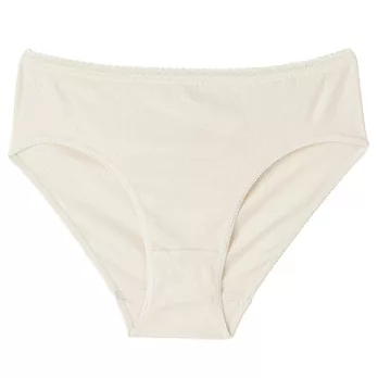 [MUJI 無印良品]女有機棉混彈性無側縫附蕾絲高腰內褲L象牙白