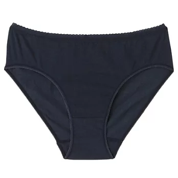 [MUJI 無印良品]女有機棉混彈性無側縫附蕾絲高腰內褲S深藍
