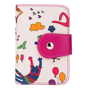 A+ accessories 不萊玫Bromen-童話樂章多卡位印花短夾 (3色可選)玫紅