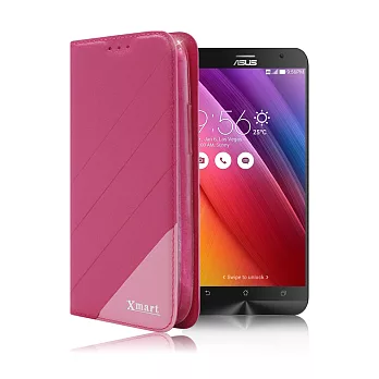 X_mart ASUS Zenfone 2 5.5吋 完美拼色磁扣側翻皮套桃色