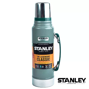 【美國Stanley】不鏽鋼保溫瓶／經典真空保溫瓶 1.0L錘紋綠