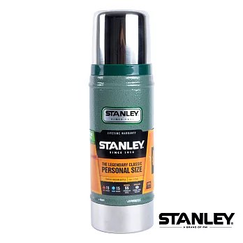【美國Stanley】不鏽鋼保溫瓶／經典真空保溫瓶 0.47L錘紋綠