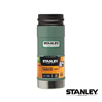 【美國Stanley】不鏽鋼保溫瓶／經典單手保溫咖啡杯 0.35L錘紋綠