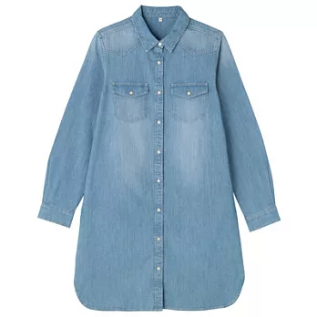 [MUJI 無印良品]女有機棉丹寧洋裝S藍色