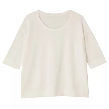 [MUJI 無印良品]女有機棉七分袖針織衫S柔白