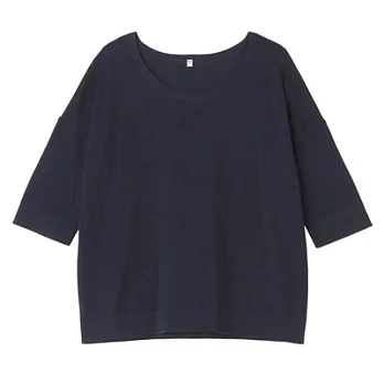 [MUJI 無印良品]女有機棉七分袖針織衫M深藍