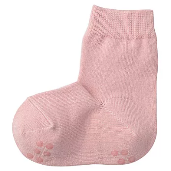 [MUJI 無印良品]幼兒棉混素色直角短襪13~15cm粉紅