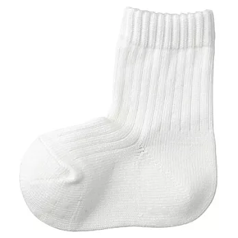 [MUJI 無印良品]幼兒棉混螺紋直角短襪13~15cm柔白