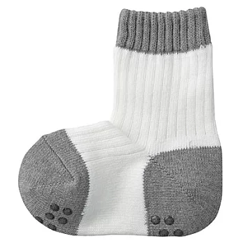 [MUJI 無印良品]幼兒棉混拼接螺紋直角短襪13~15cm灰色