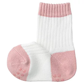 [MUJI 無印良品]幼兒棉混拼接螺紋直角短襪11~13cm淺粉