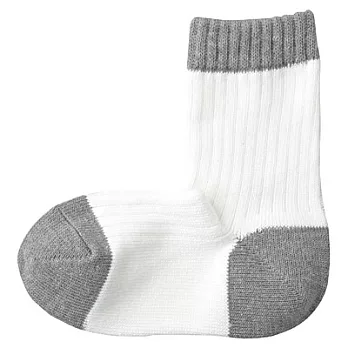 [MUJI 無印良品]兒童棉混拼接螺紋直角短襪17~19cm灰色