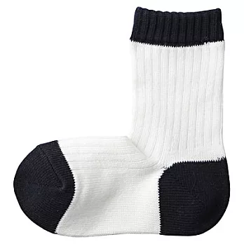 [MUJI 無印良品]兒童棉混拼接螺紋直角短襪19~21cm深藍