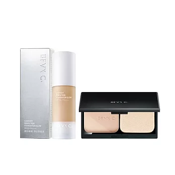 BEVY C. 裸紗淨白底妝2件組(4色可選)粉底液自然x粉餅明亮