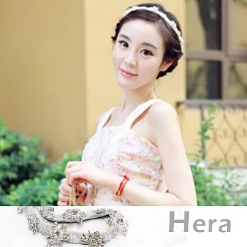 【Hera】赫拉 韓國進口Bing系唯美超閃水鑽雪花彈性髮帶(氣質白)