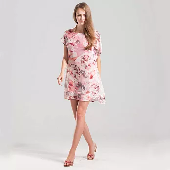 【INF】輕柔雪紡不對稱衣擺造型短洋裝14090S粉花