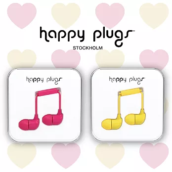 Happy Plugs 情人節限量耳機禮盒組 (兩入)蜜桃紅+亮黃色