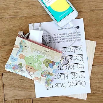 INDIGO indimap 世界地圖鑰匙零錢包-幸福粉彩