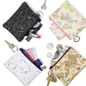 INDIGO indimap 世界地圖鑰匙零錢包-科幻黑