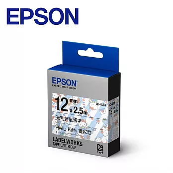 EPSON 愛普生 LC-4LBY C53S625059 標籤帶 (hello kitty 12mm) 畫家款 藍底黑字