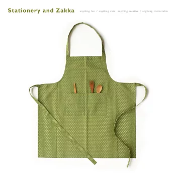 手感溫度長版圍裙‧愛上村上春樹(抹茶水玉)